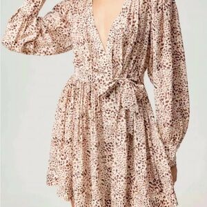 Sundays Gold Plunge Long Sleeve Sundress